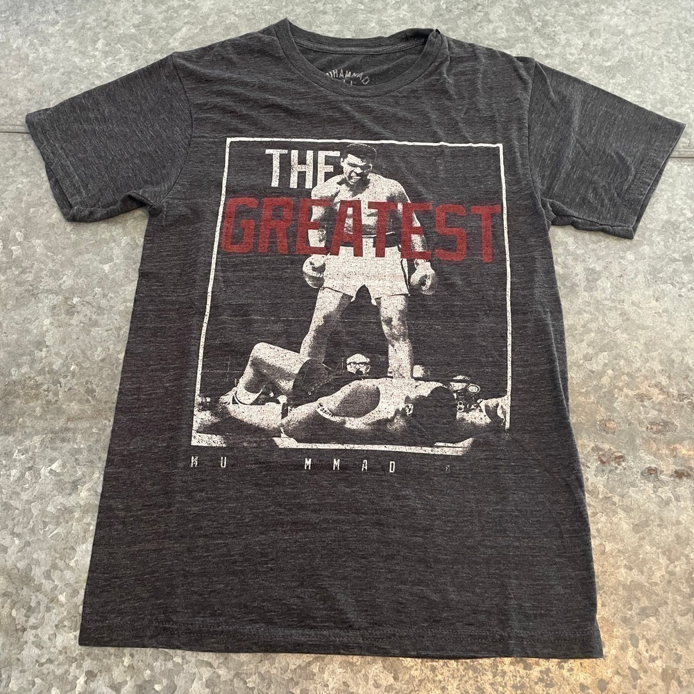 Muhammad Ali The Greatest Graphic Tee Shirt Mens Small Gray Vintage Retro Boxing
